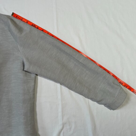 Liz Claiborne Silk Linen Tunic Blouse Size 14 Moss Gray Green Long Sleeve - Picture 7 of 12